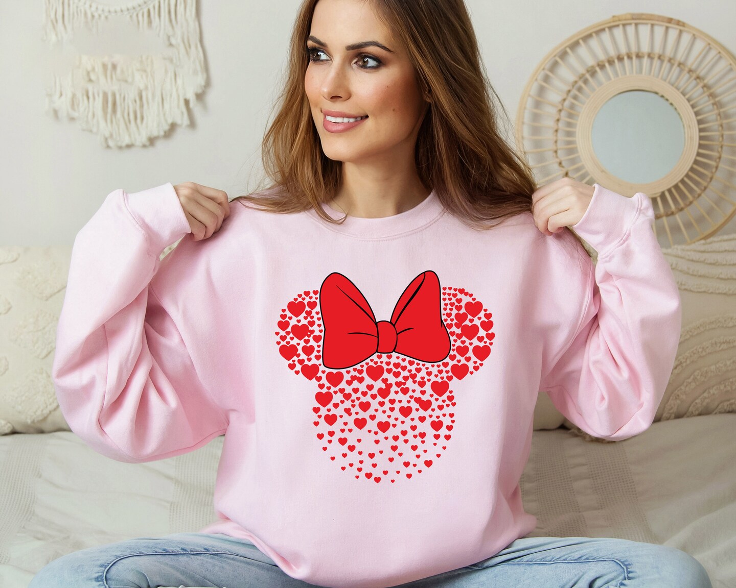 Disney Mouse Hearts Sweatshirt,Mouse Valentine's Day Sweater