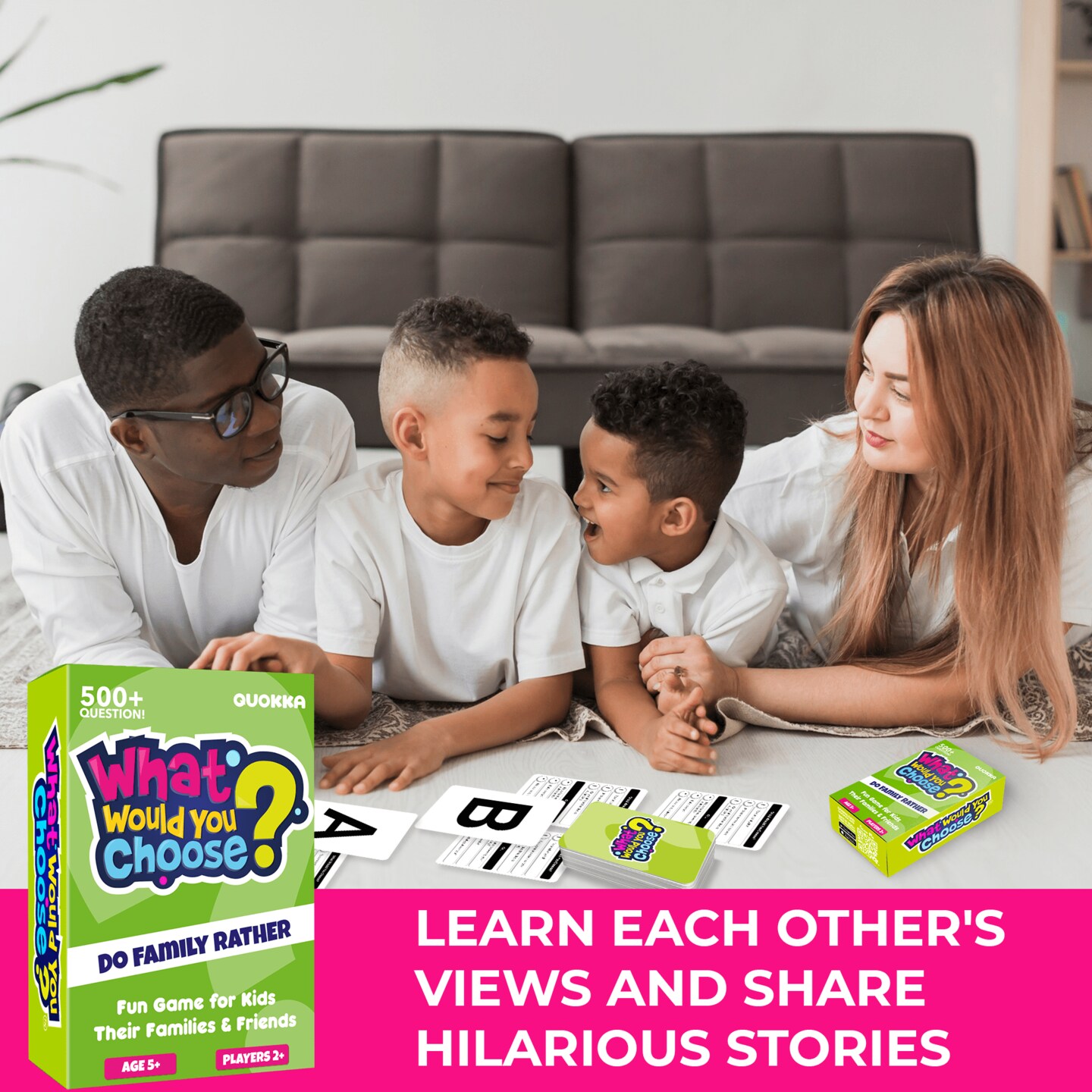 QUOKKA Board Games for Kids 8-12 Year Olds - Family Card Game for Kids Ages 6-8 - What Would You Choose | Do Family Rather? | Pick Your Answer | Get to Know Your Family