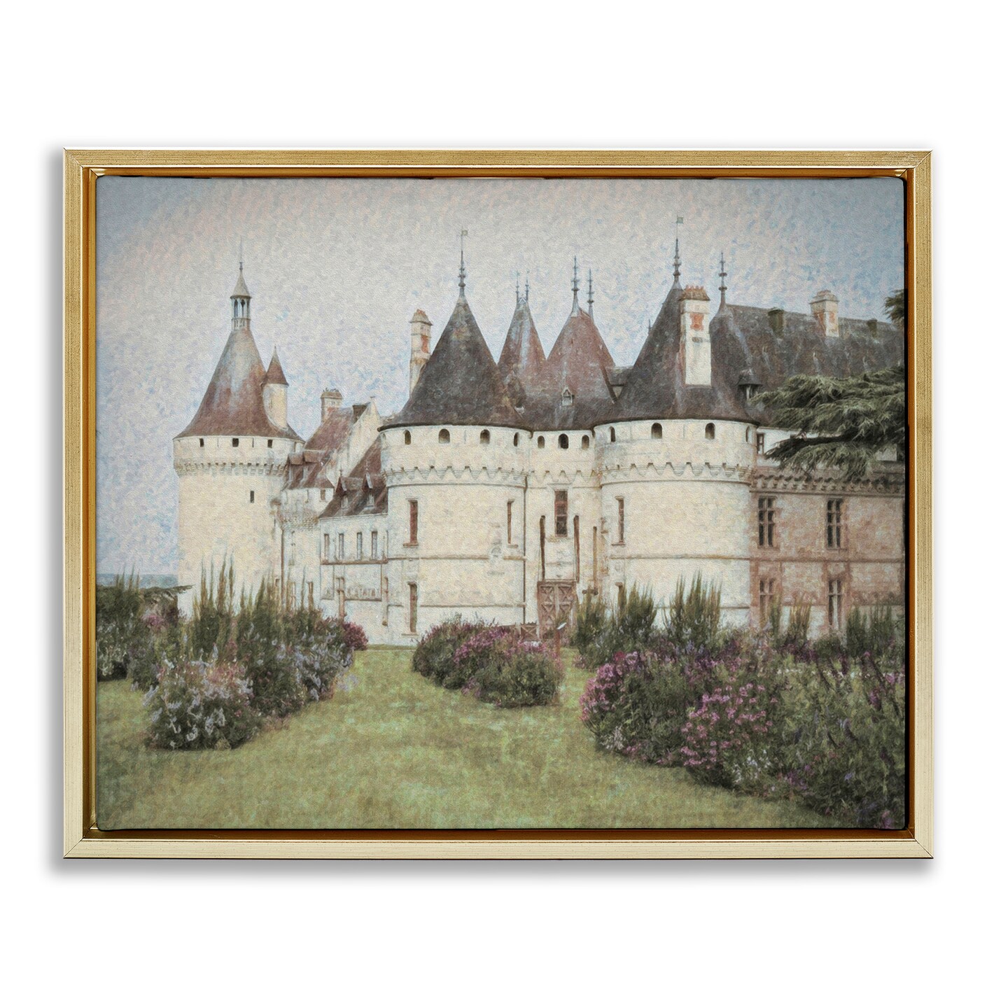 Stupell Industries French Castle Landmark Framed Floater Canvas Wall Art Design by Graffi*tee Studios