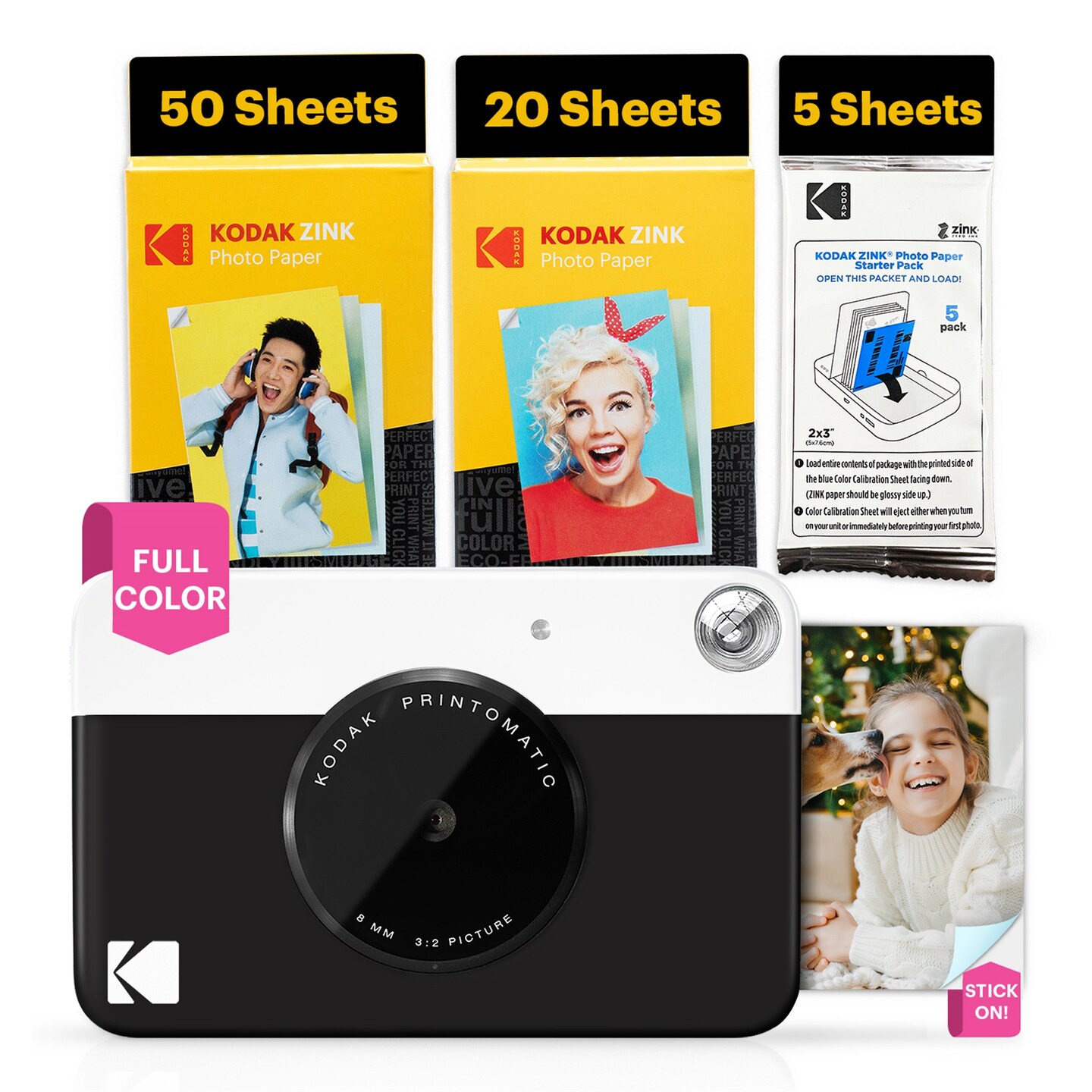Kodak Printomatic 5MP Instant Print Camera & Zink Photo Paper (75 Sheets) Bundle