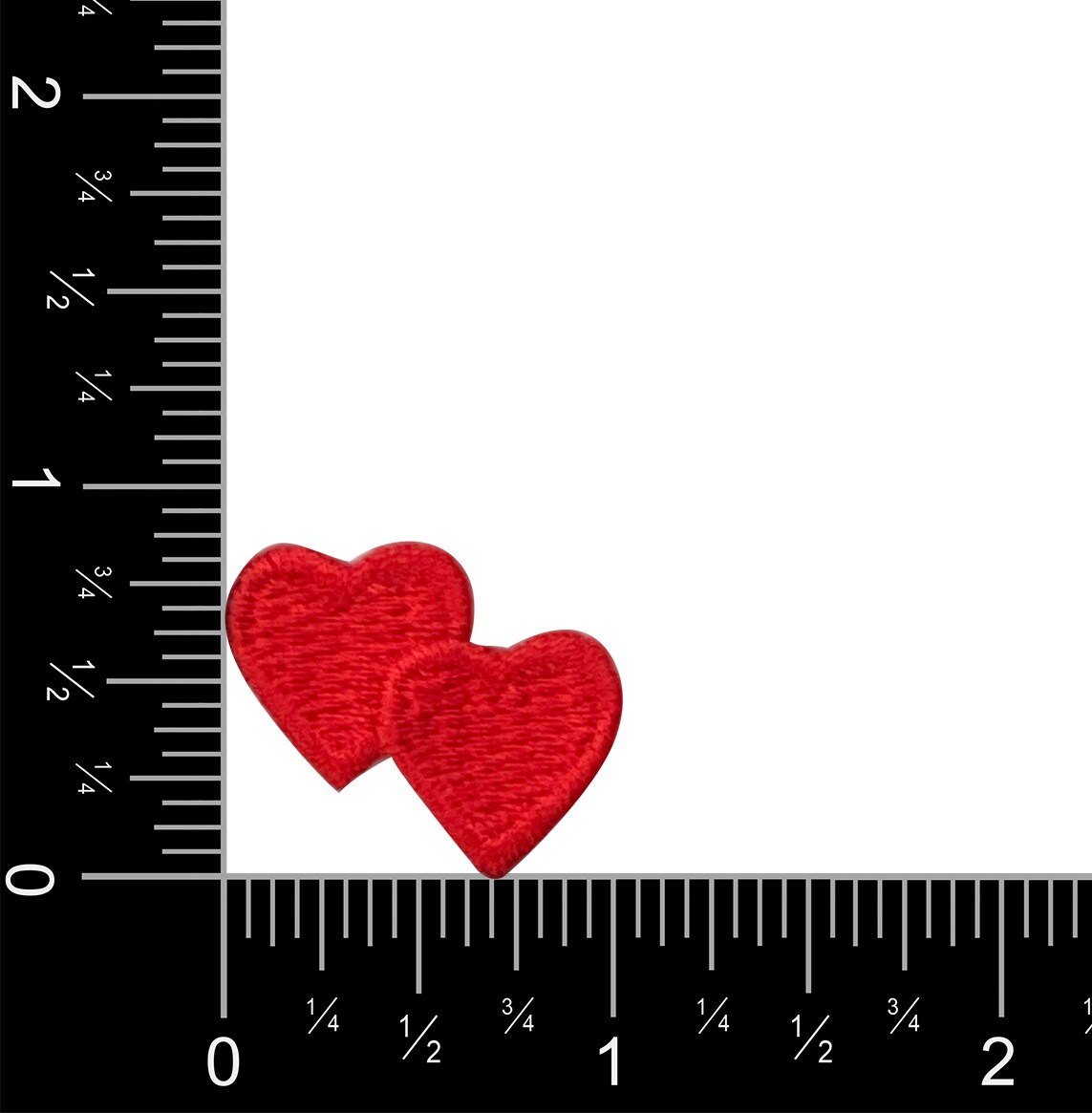 Set of 3, Double Red Heart, Valentine, Embroidered, Iron on Patch