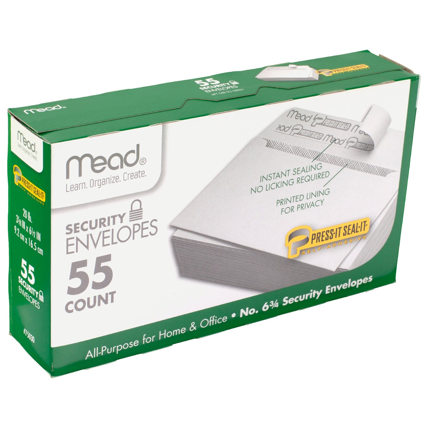 Press-It Seal-It&#xAE; Security Envelopes, # 6 3/4, 55 Per Box, 12 Boxes