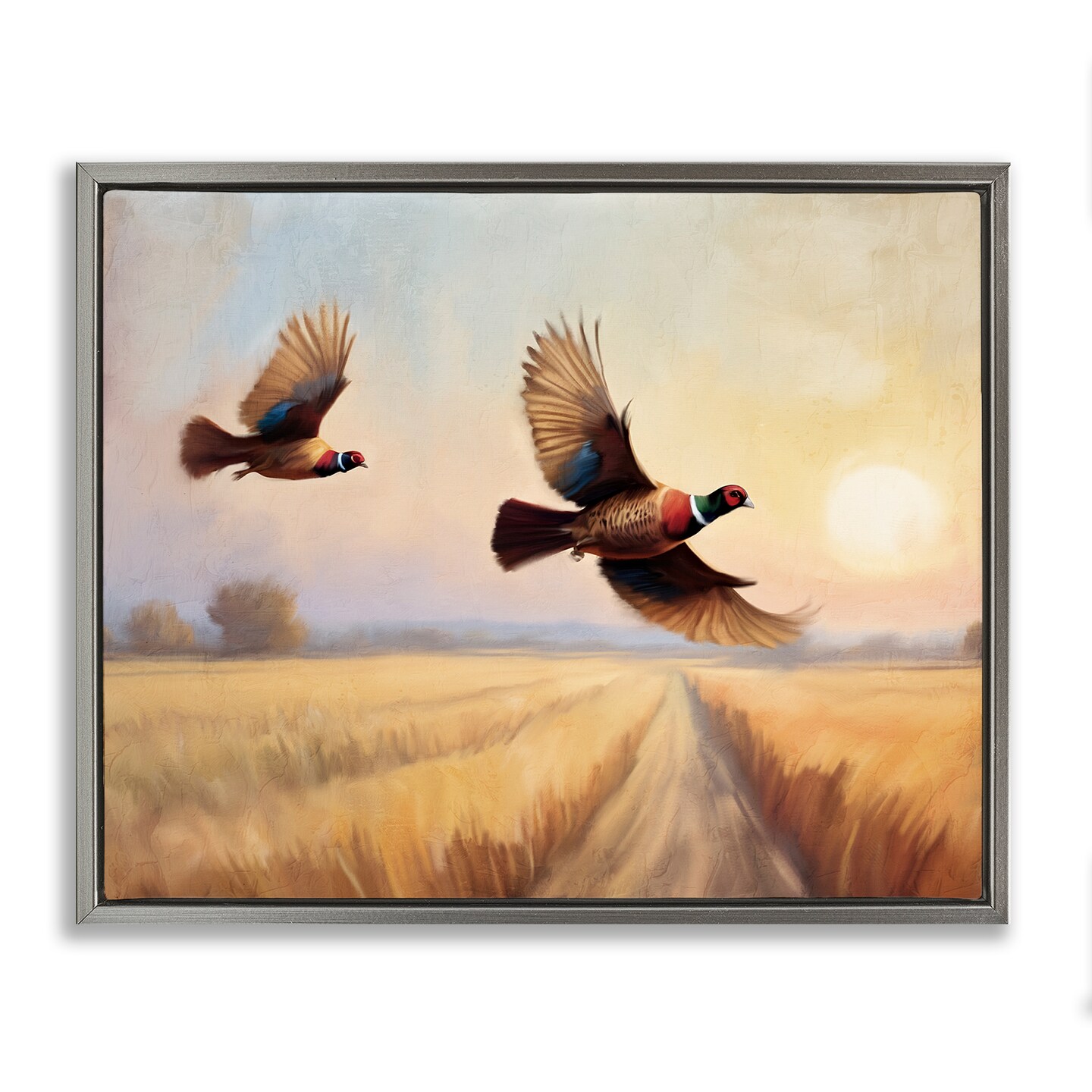 Stupell Industries Fall Flight Pheasants Framed Floater Canvas Wall Art Design by Kim Allen