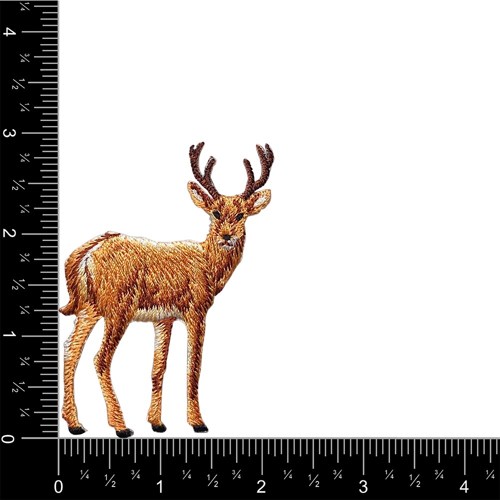 Deer, Full Body, Walking Right, Realistic Animals, Embroidered, Iron on Patch