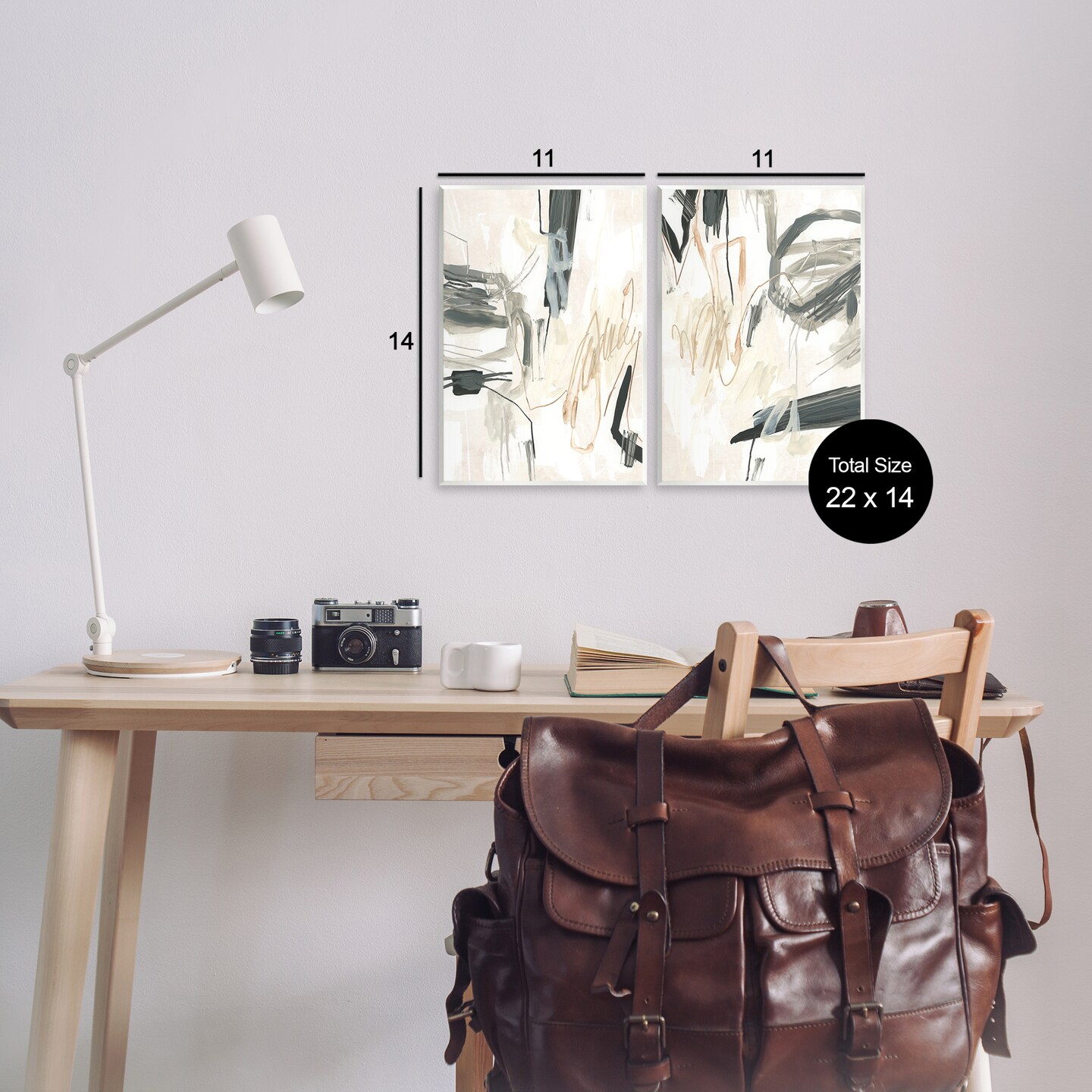 Stupell Industries Abstract Squiggly Beige Lines 2 pc Wall Plaque Art Set Design by June Erica Vess