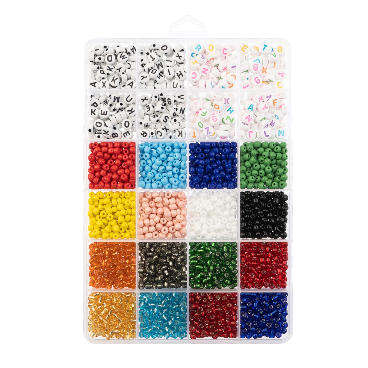 John Bead 3mm Assorted Glass &#x26; Plastic &#x26; Alphabet Jewelry Making Beads Box, 280g