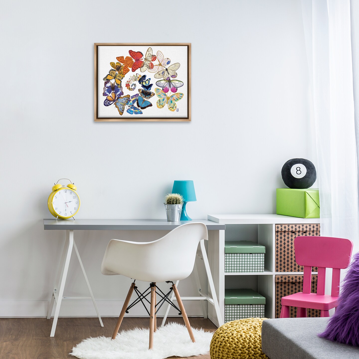 Stupell Industries Flying Butterfly Spiral Framed Floater Canvas Wall Art Design by Ann Jasperson