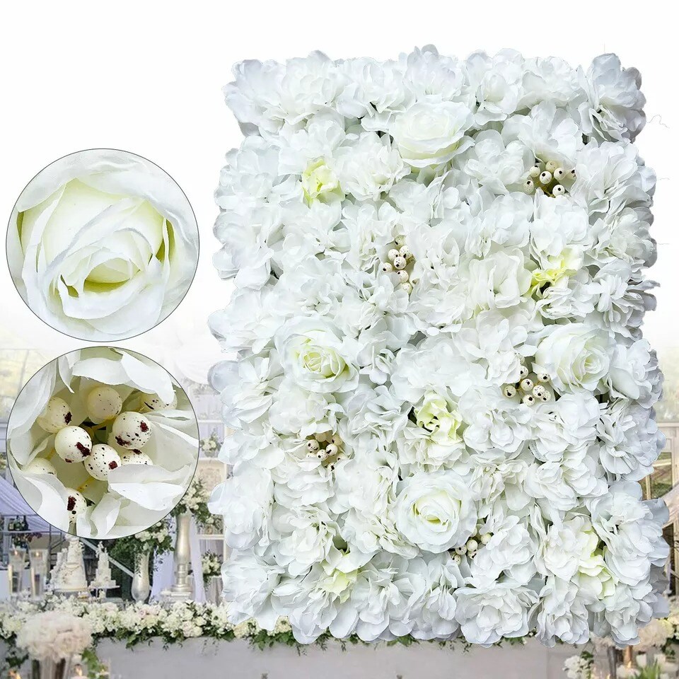 12x Artificial Flower Wall Panel Wedding Event Party Backdrop Flower Wall Panel