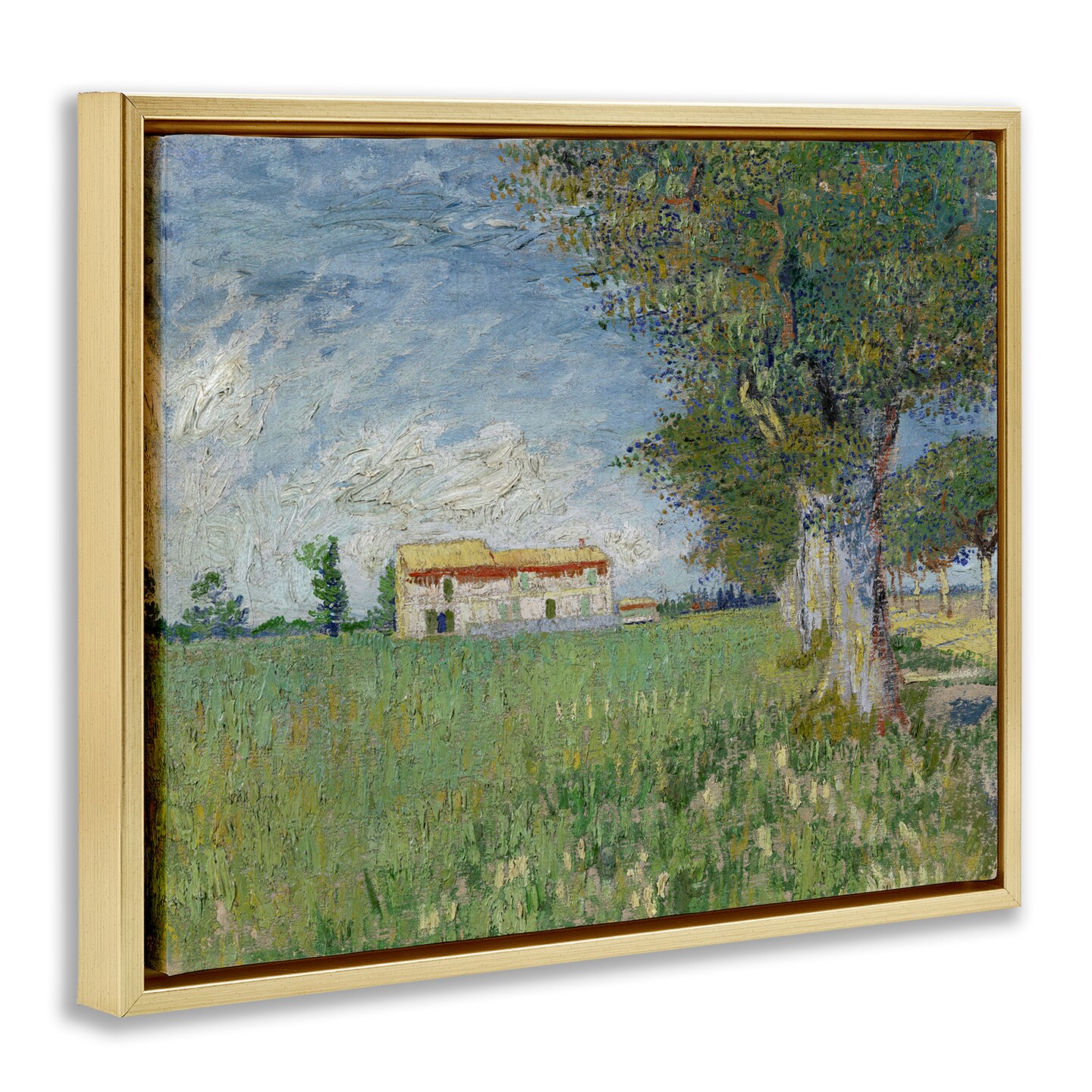 Stupell Industries Van Gogh Farmhouse in Corn Framed Floater Canvas Wall Art Design by one1000paintings