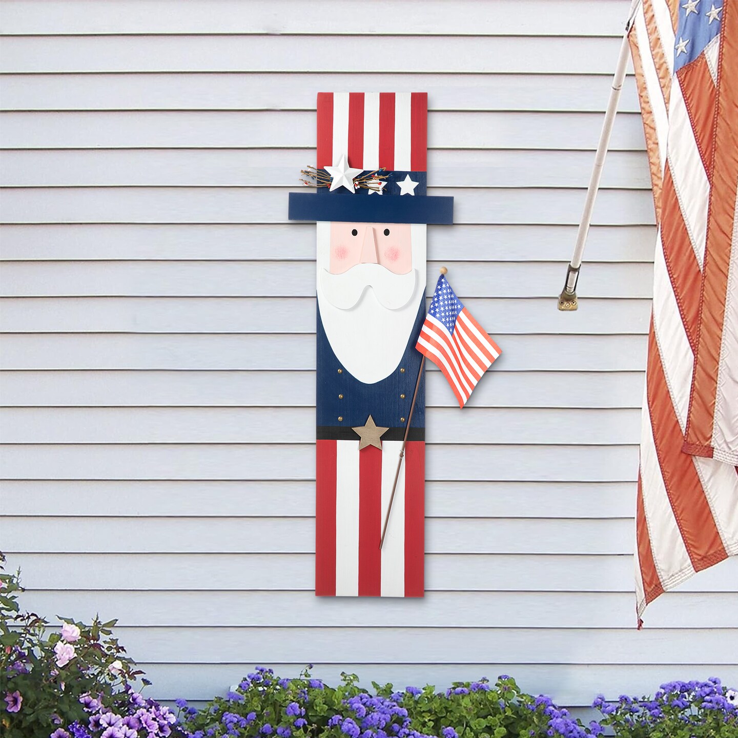36&#x22;H Patriotic/ Americana Wooden Uncle Sam Porch Decor