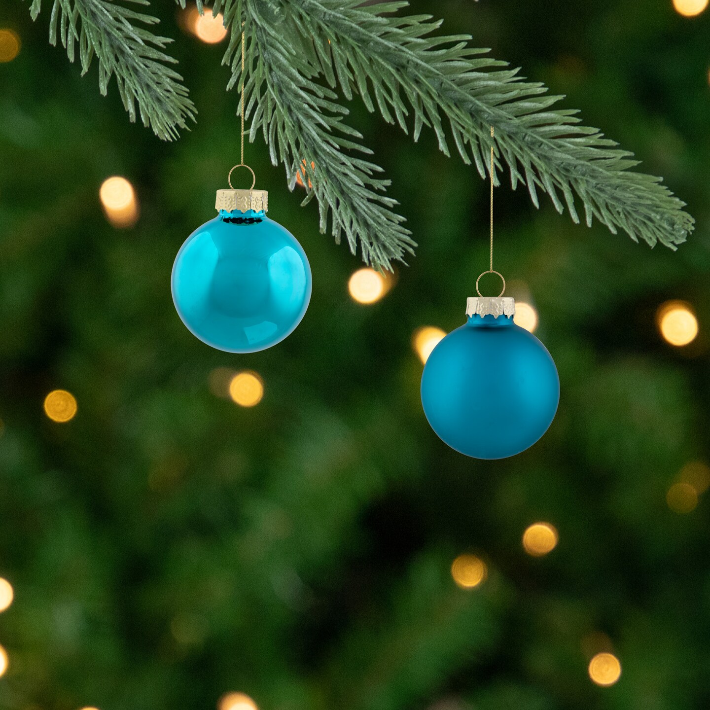 Northlight 10ct Turquoise Blue 2-Finish Glass Christmas Ball Ornaments 1.75&#x22; (44.5mm)