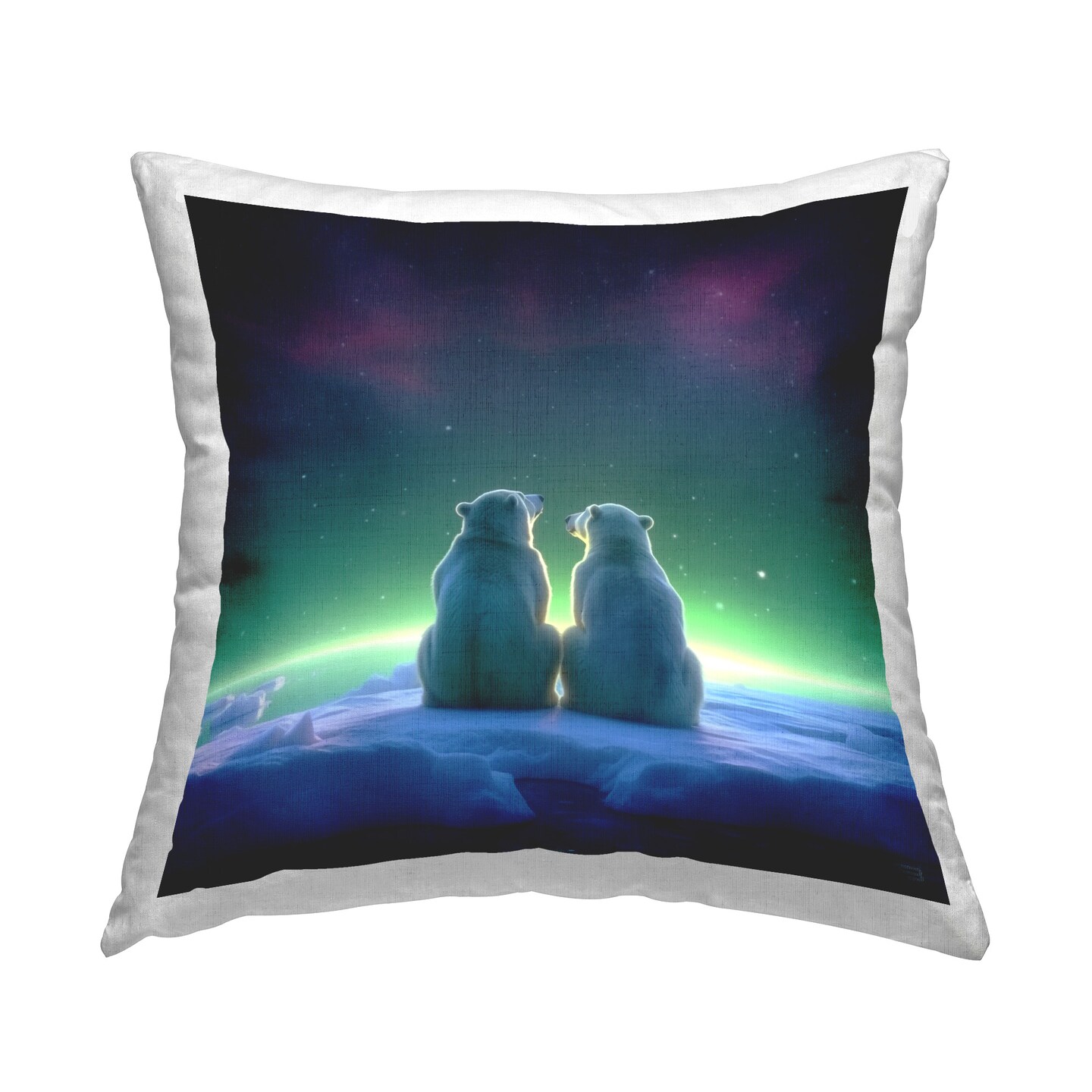 Bears Under Northern Lights Design by RB Throw Pillow 