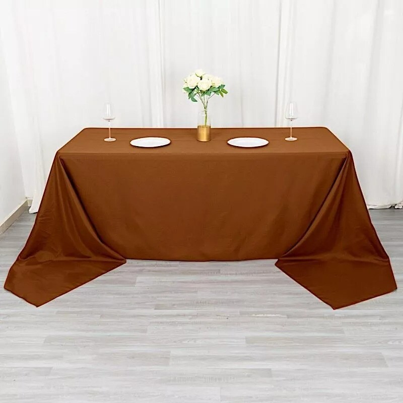 90x156-Inch Cinnamon Brown RECTANGULAR Polyester Tablecloths Reception Catering