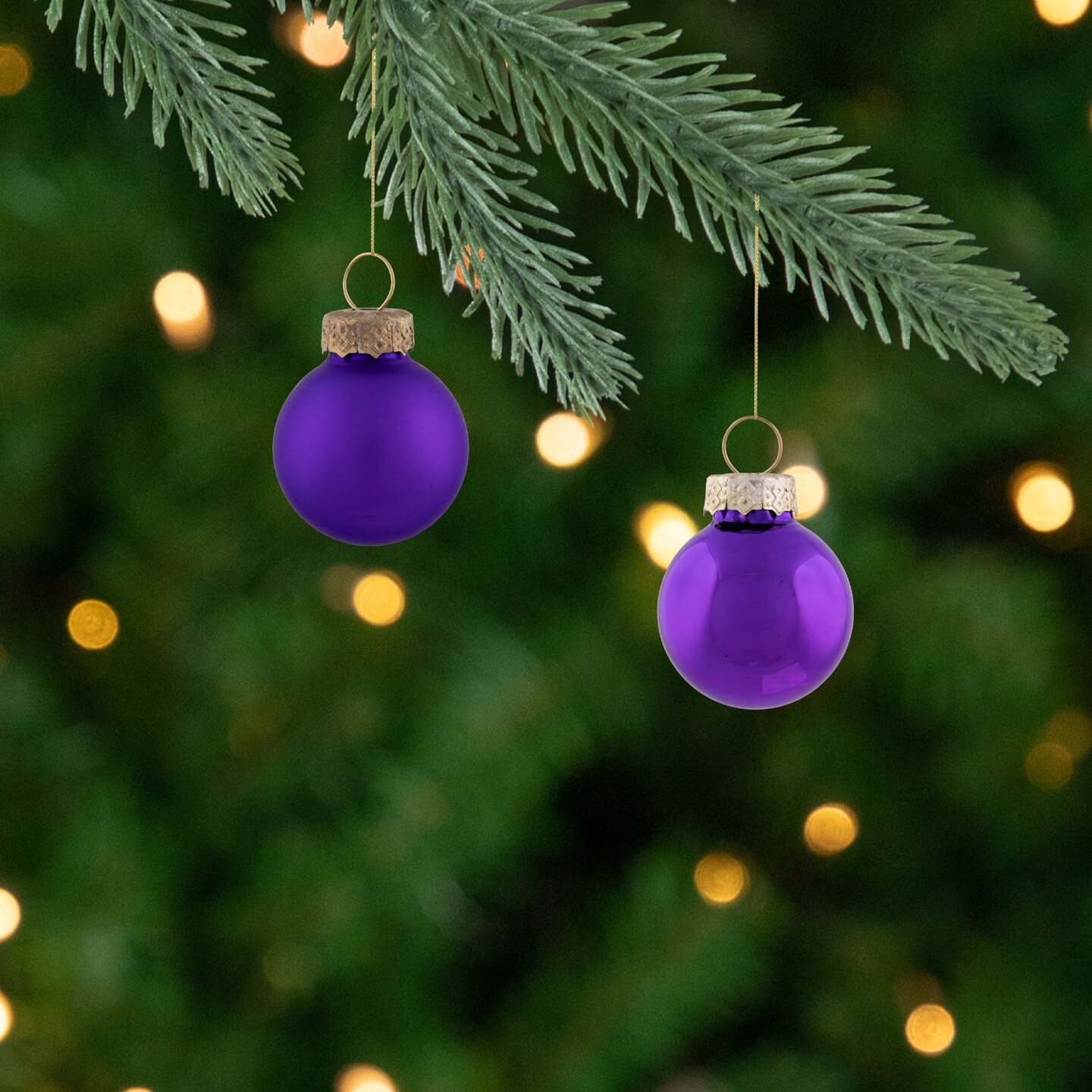 Northlight 24ct Purple 2-Finish Glass Ball Christmas Ornaments 1&#x22; (25mm)