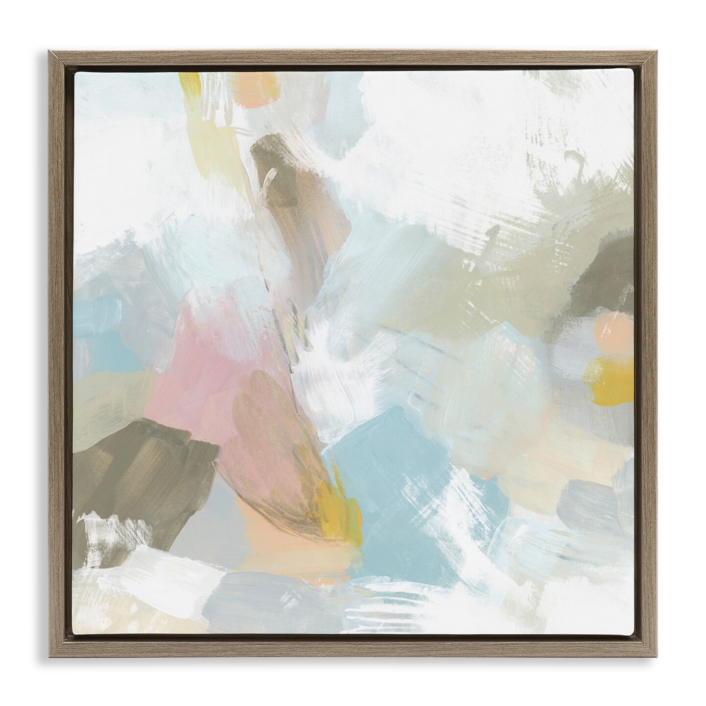 Stupell Industries Pastel Streaks on White Framed Floater Canvas Wall Art Design by June Erica Vess