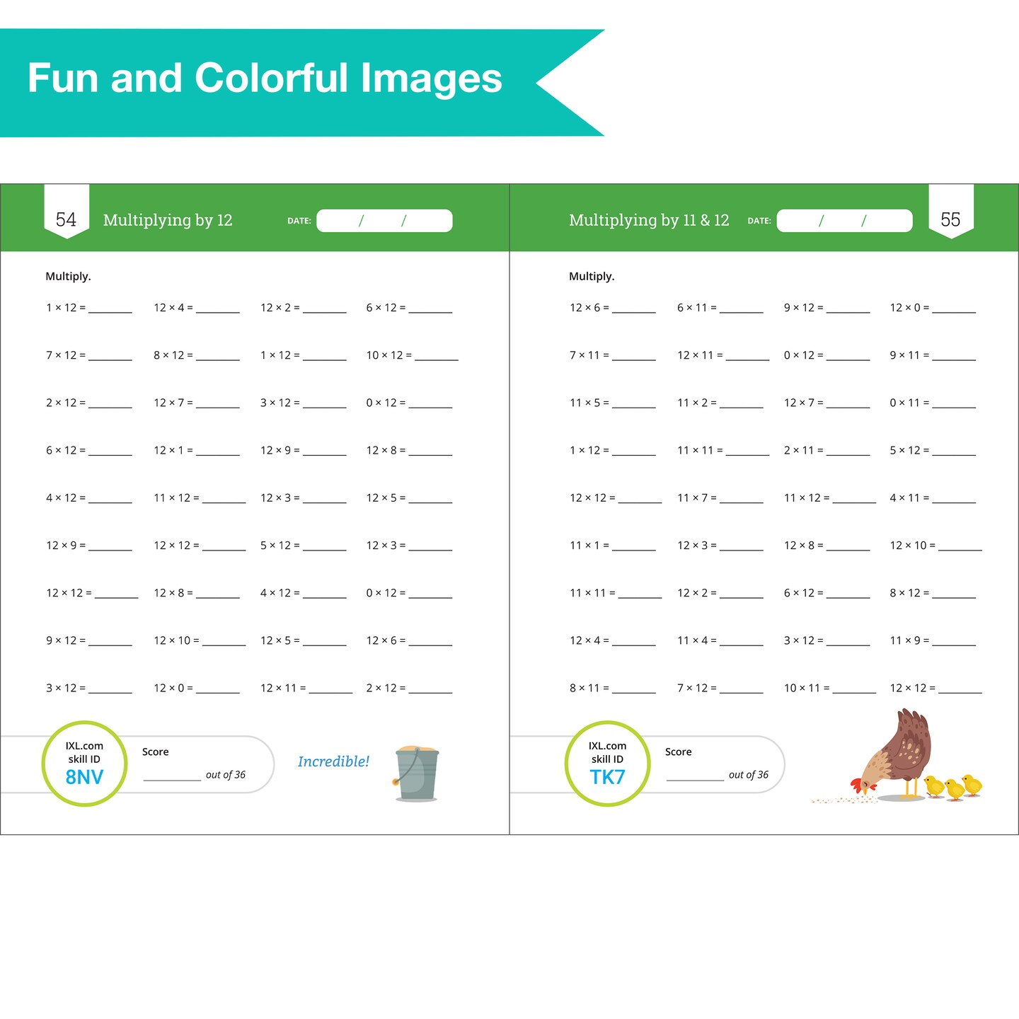 IXL Multiplication Facts &#x26; Fluency 3rd Grade Math Workbook, Mathematics Book for Kids Ages 8-9 Covering Times Table Facts up to 10x10, Multiplying by 11 and 12, and More