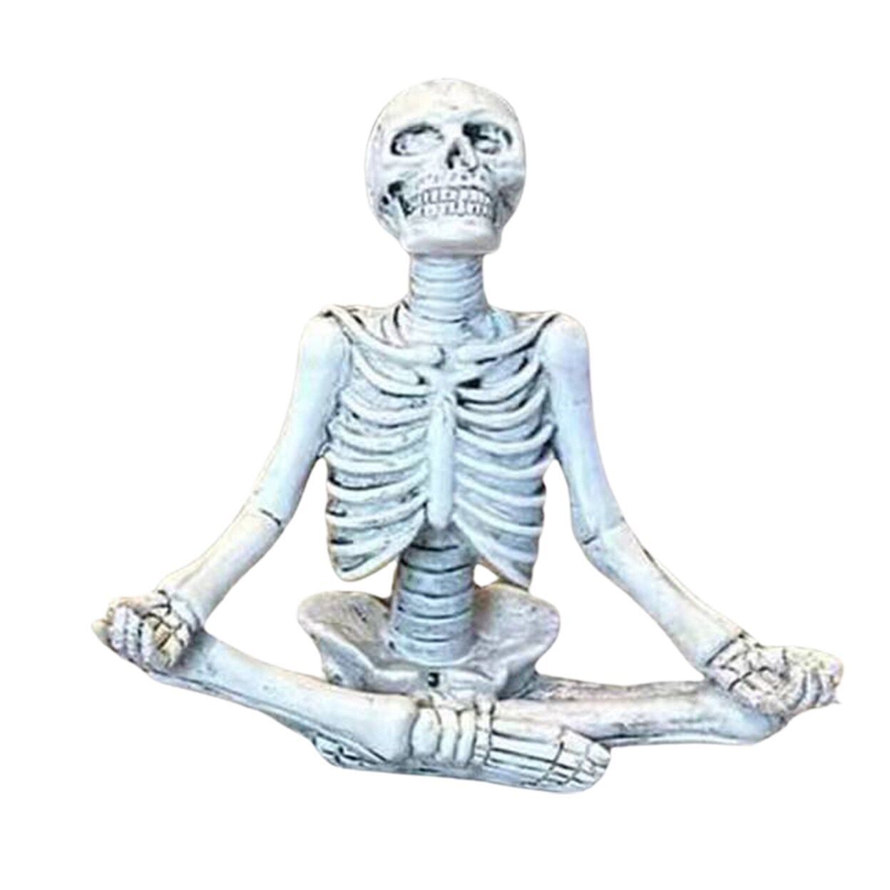Halloween Meditation Skeleton Figurine Spooky Sitting Skull Resin Statue Sculpture Indoor Outdoor Garden Office Desktop