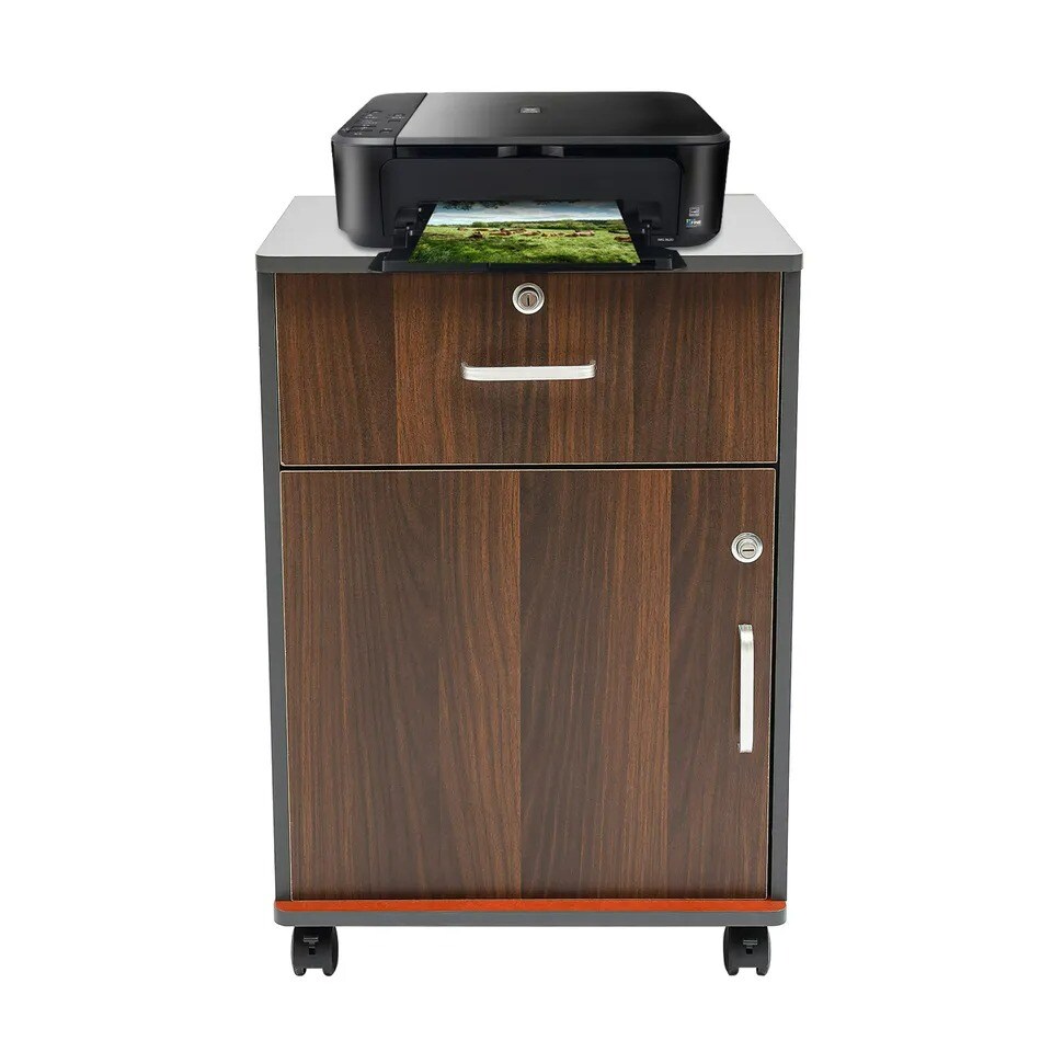 2 Tier Mobile File Cabinet, Under Desk Metal Filing Cabinet with Lock &#x26; 1-Drawer