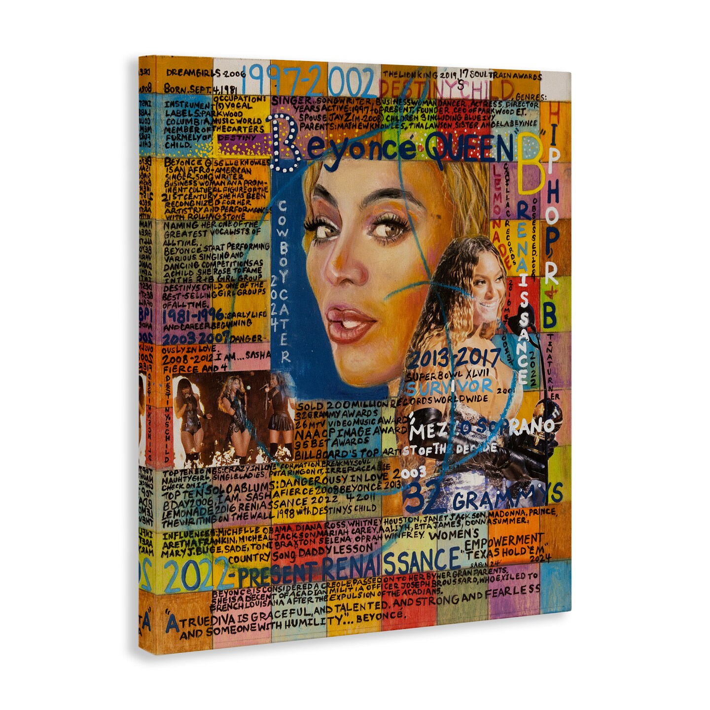 Stupell Industries Beyonce Musician Collage Canvas Wall Art Design by Sabin