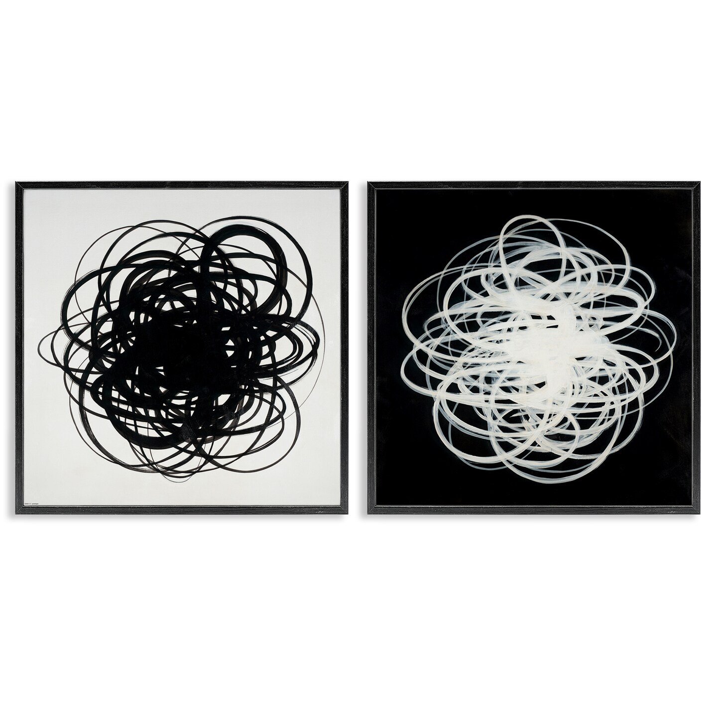 Stupell Industries Black & White Tangled Lines 2 pc Framed Giclee Wall Art Set Design by Haxton