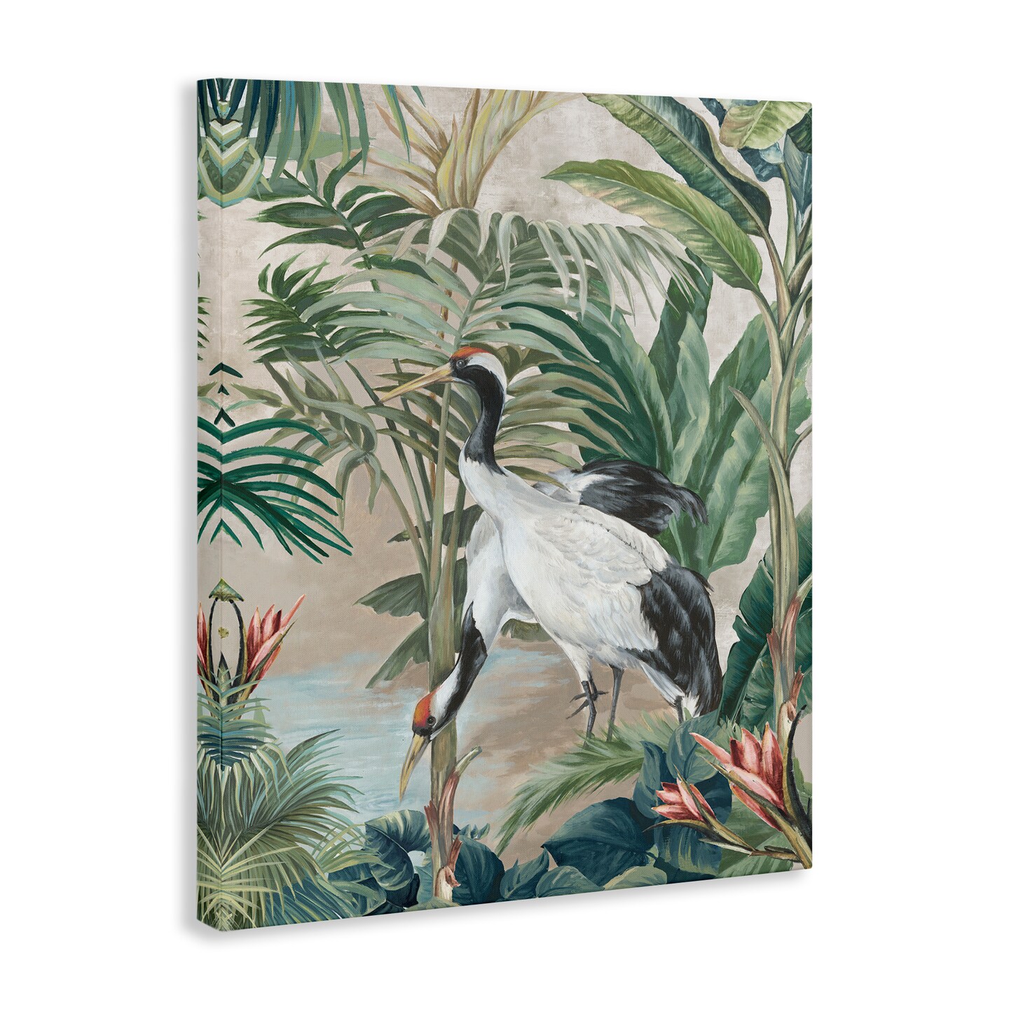 Stupell Industries Tropical Oasis Cranes Canvas Wall Art Design by Eli Jones