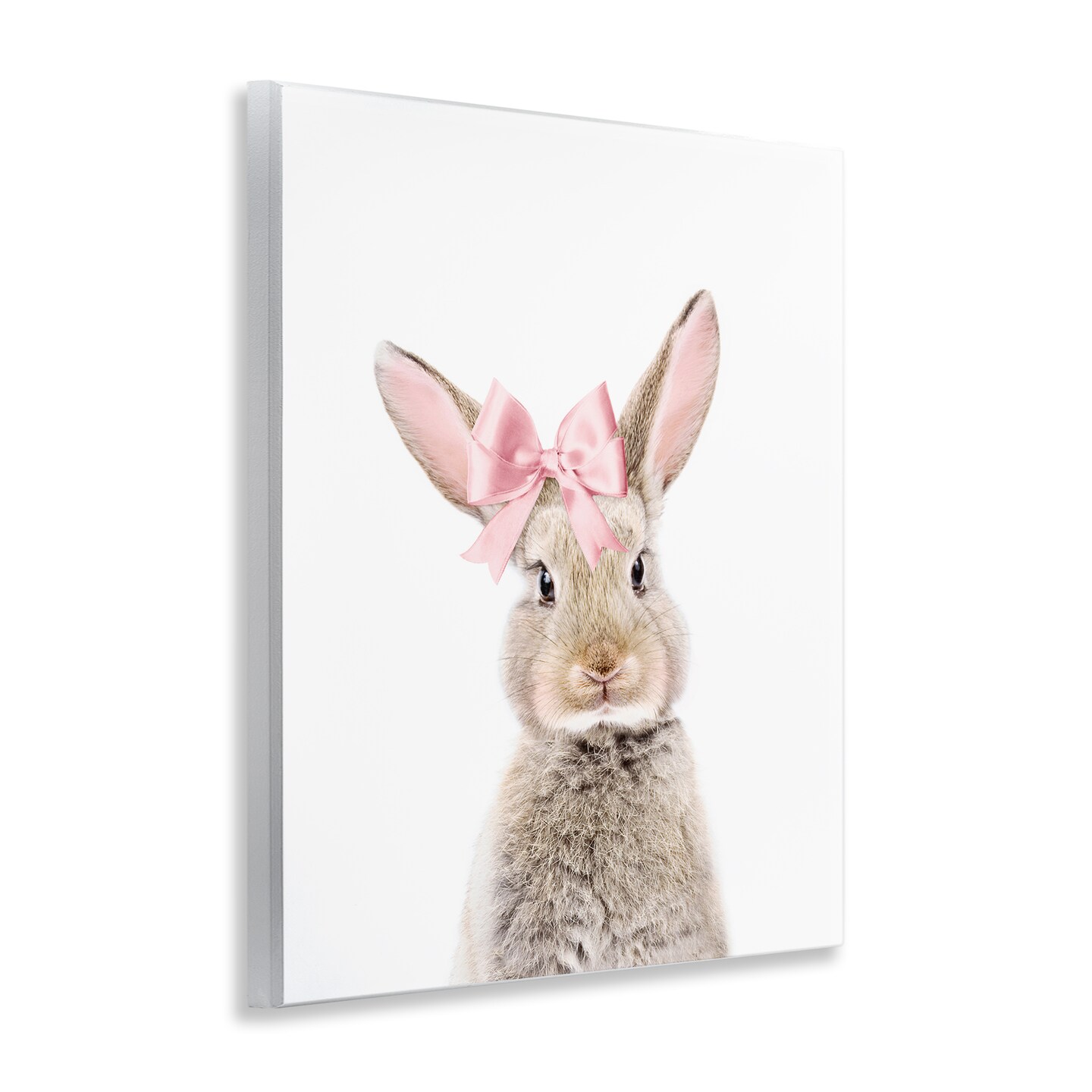 Stupell Industries Bunny with Pink Bow Wall Plaque Art Design by Sisi and Seb
