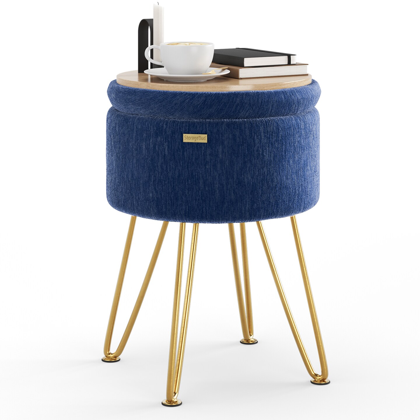 StorageBud Textured Velvet Storage Ottoman with Storage