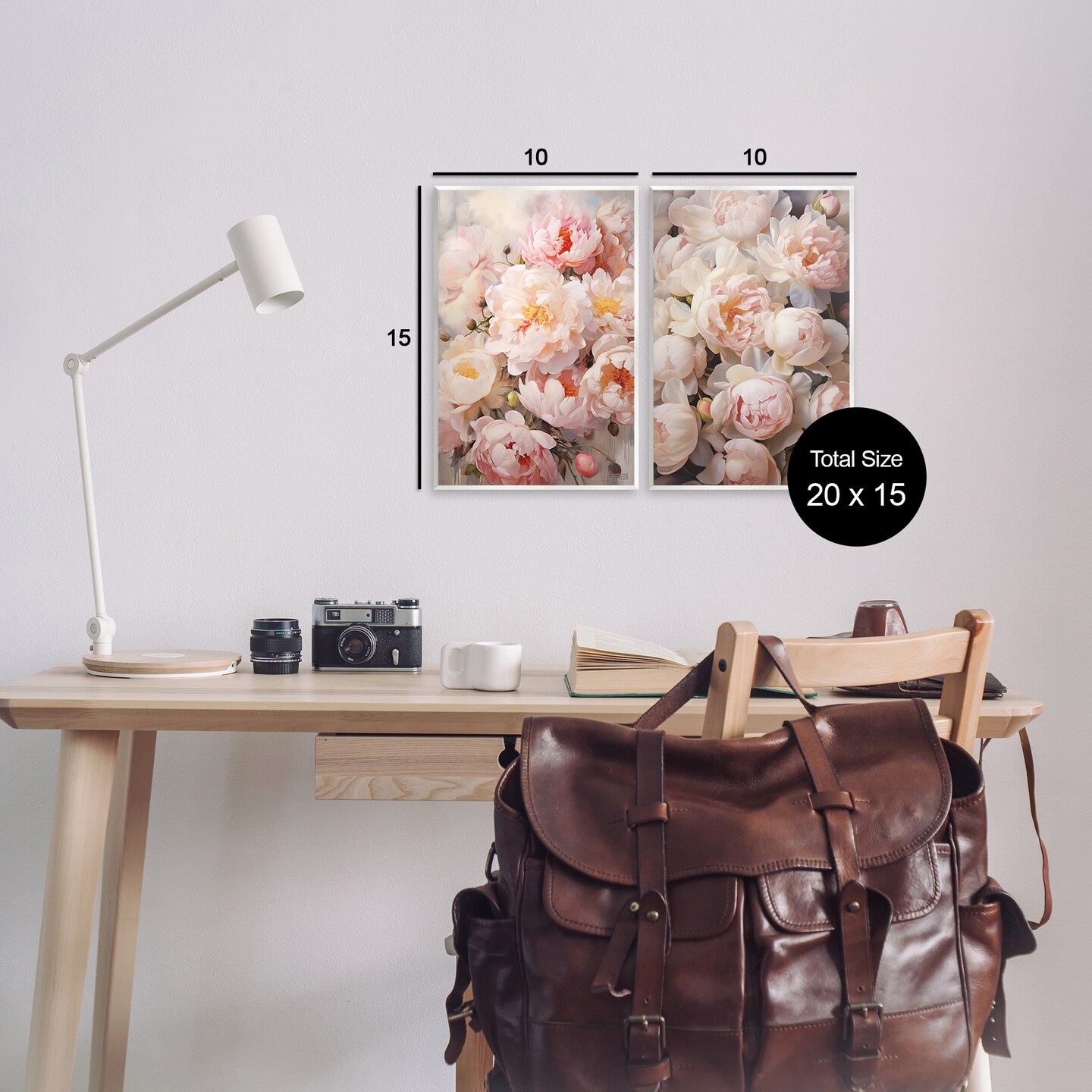 Stupell Industries Soft Pink Cabbage Roses 2 pc Wall Plaque Art Set Design by Roozbeh Bahramali