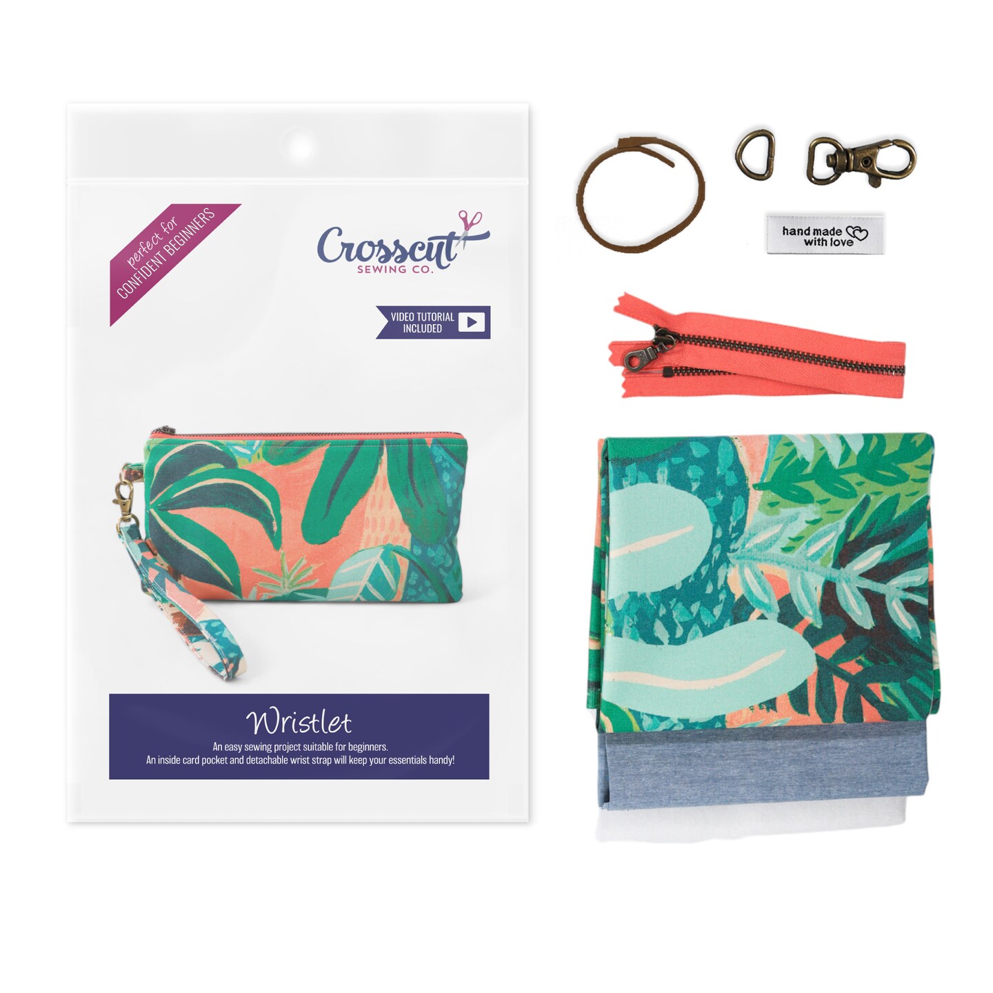 Crosscut Sewing Wristlet Sewing Kit Beginner Sewing Project Kit