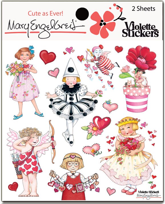Mary&#x27;s Valentines Sticker Sheet - 3 Packages of 2 sheets