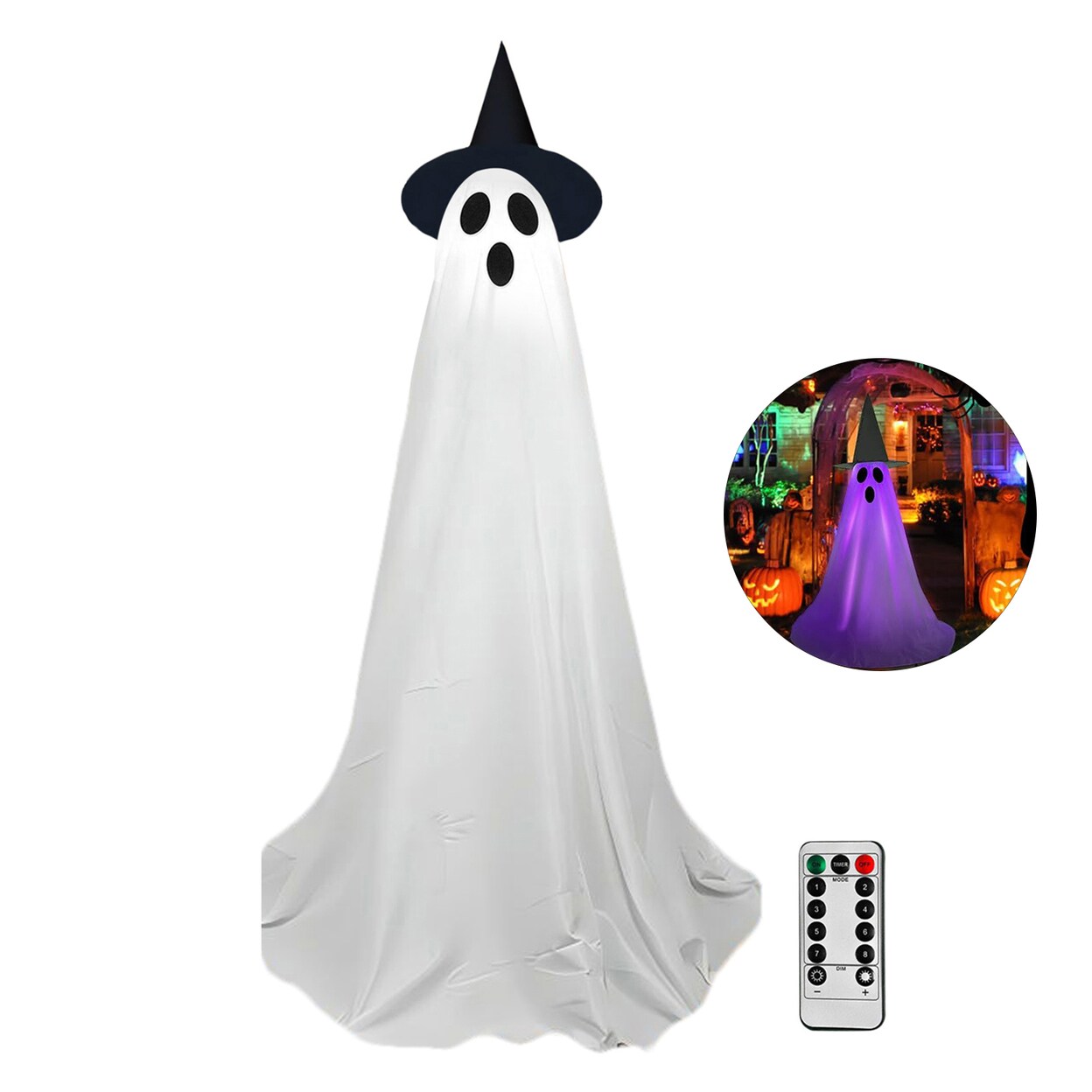1/2 Pcs Halloween Ghost Decor Light Up Standing Ghost With Witch Hat Diy Spooky Outdoor Decor With Led Lights For Porch