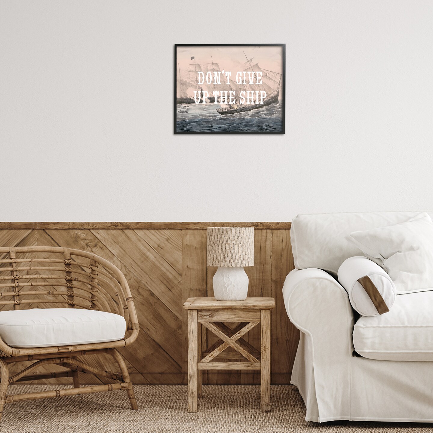 Stupell Industries Don't Give Up Ship Framed Giclee Wall Art Design by Daphne Polselli