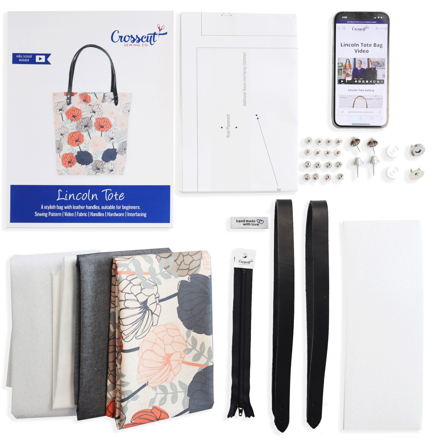 Crosscut Sewing Co.&#xAE; Lincoln Tote Sewing Kit - Beginner Sewing Project Kit
