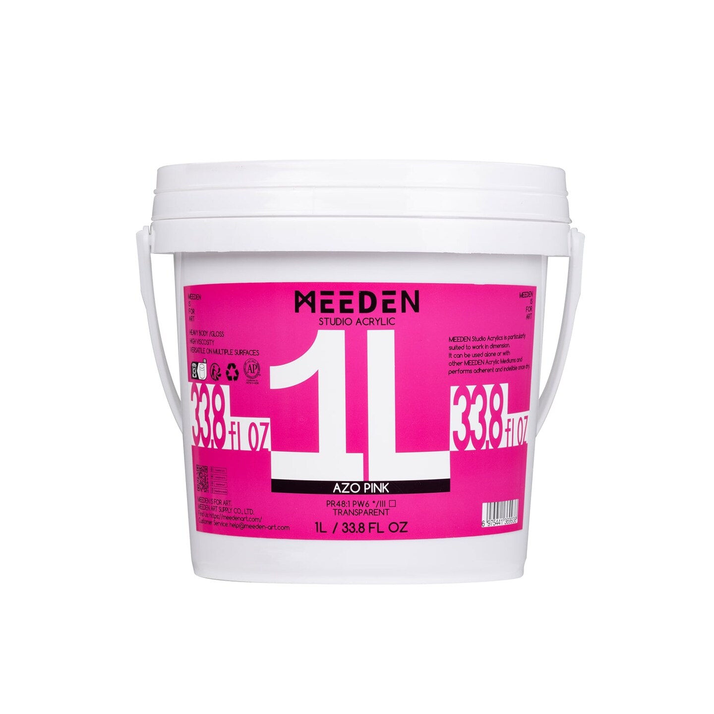 MEEDEN Azo Pink Acrylic Paint: 1 L /33.8 oz Heavy Body Gloss Non-Toxic - Art Paints for Canvas, Wood, Craft Painting