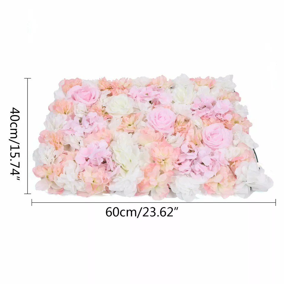 4pcs Artificial Rose Flower Wall Hydrangea Panel Bouquet Wedding Party Home Deco
