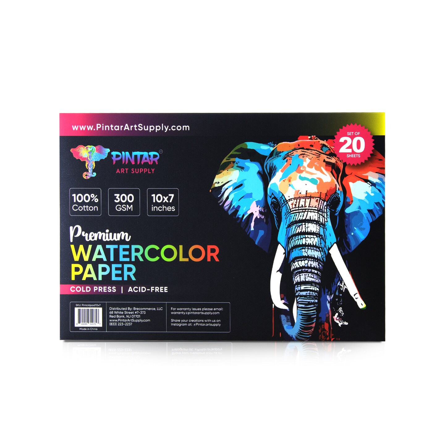 Pintar Watercolor Paper Block, 100% Cotton, 140lb/300gsm, Rough Grain, 20 Sheets, 10&#x201D;x7&#x22; Paper Pad | Watercolor Book for&#xA0; Gouache, Oil and Drawing - Water Color Paper Pad for Painting &#x26; Sketching