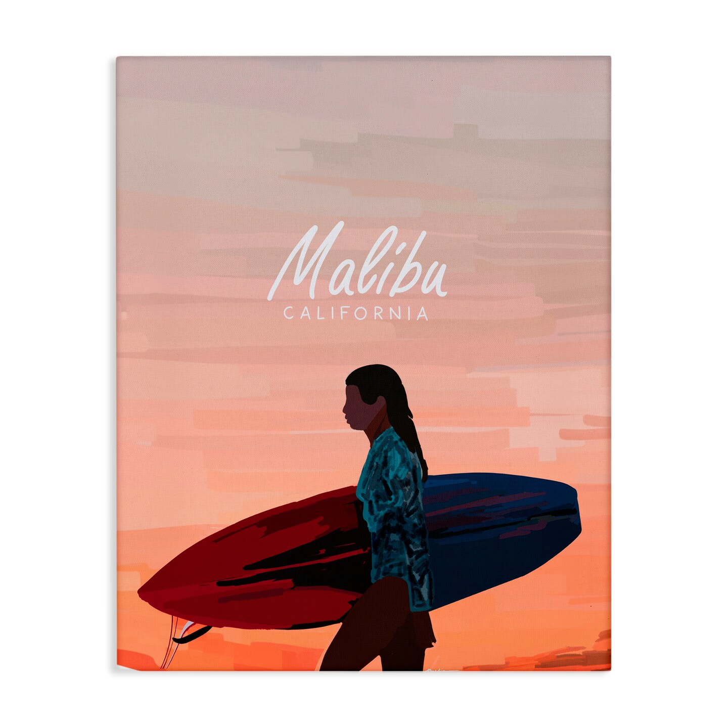 Stupell Industries Malibu Surfer Girl Canvas Wall Art Design by