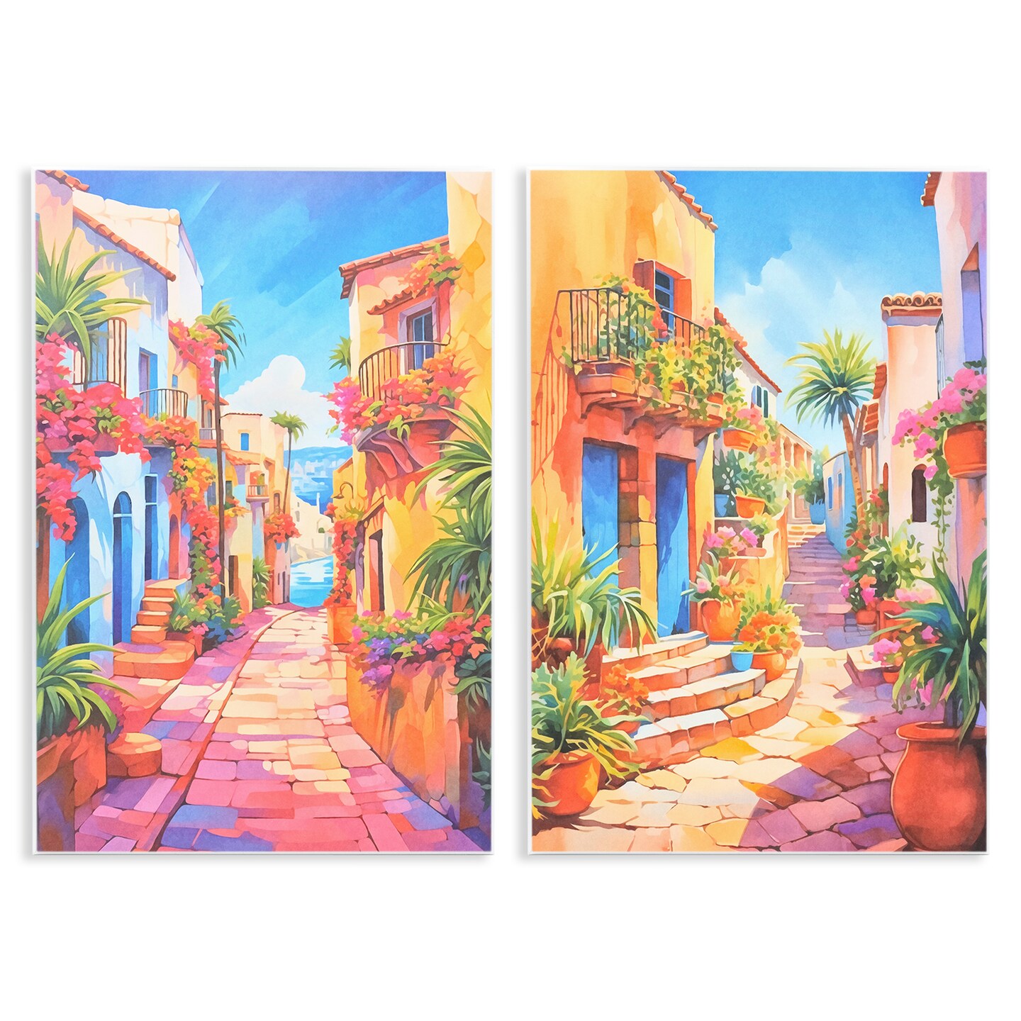 Stupell Industries Quaint Mediterranean Village 2 pc Wall Plaque Art Set Design by Andrea Haase
