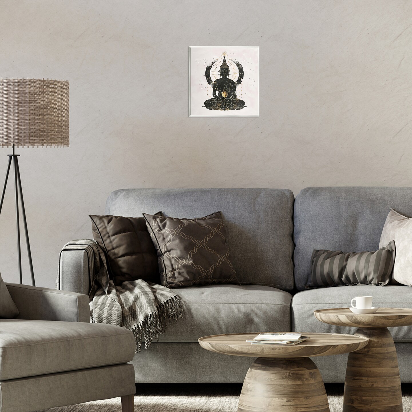 Stupell Industries Sitting Buddha Sun Rays Wall Plaque Art Design by Nina Blue