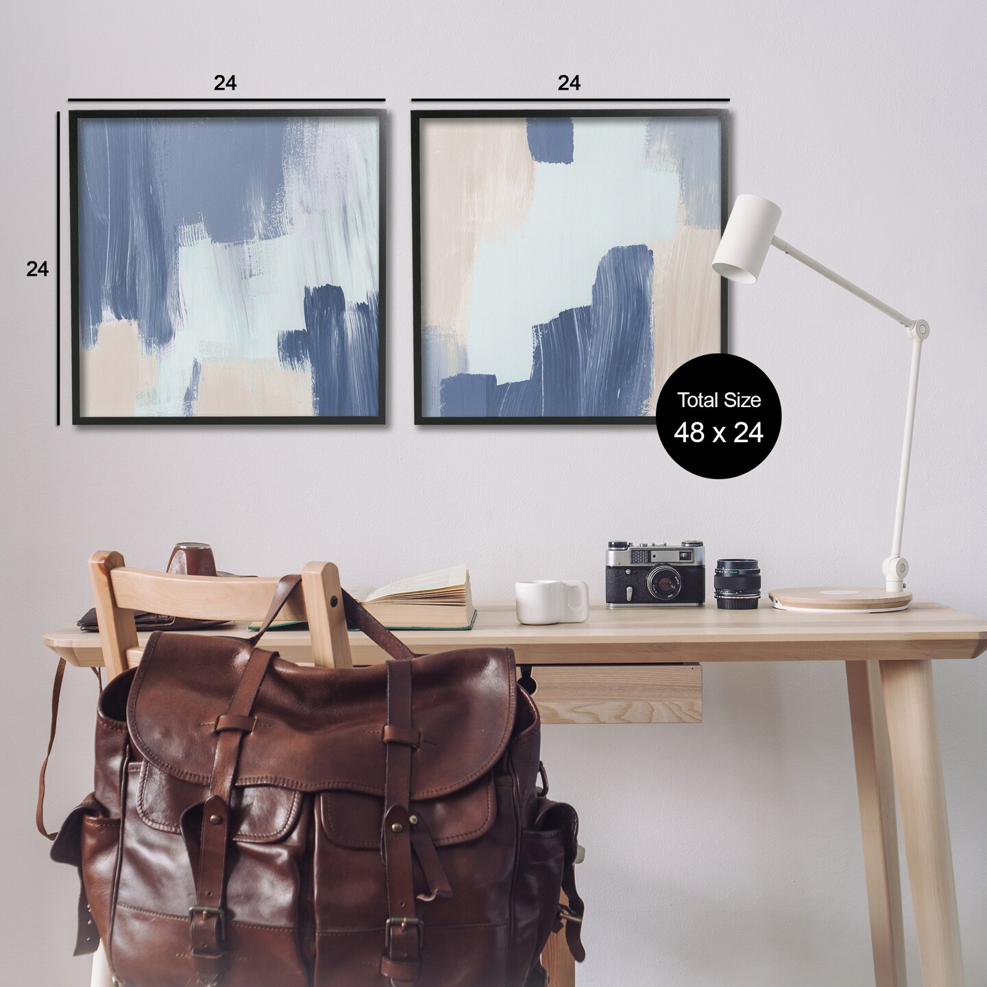 Stupell Industries Restless Blue Brush Strokes 2 pc Framed Giclee Wall Art Set Design by Lucille Price