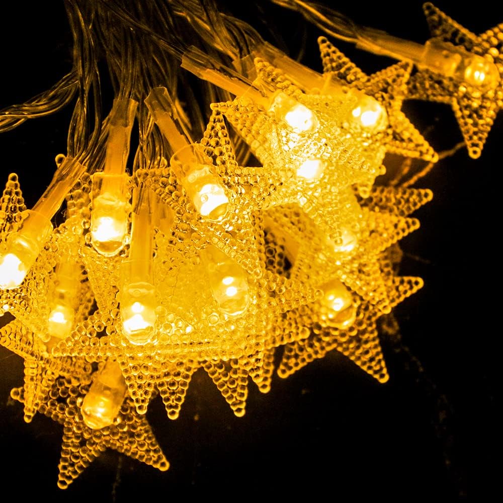 Perfect Holiday 10 LED STAR STRING LIGHTS REFLECTOR, INDOOR, 30CM LEAD WIRE, 15CM BULB SPACING, WARM WHITE