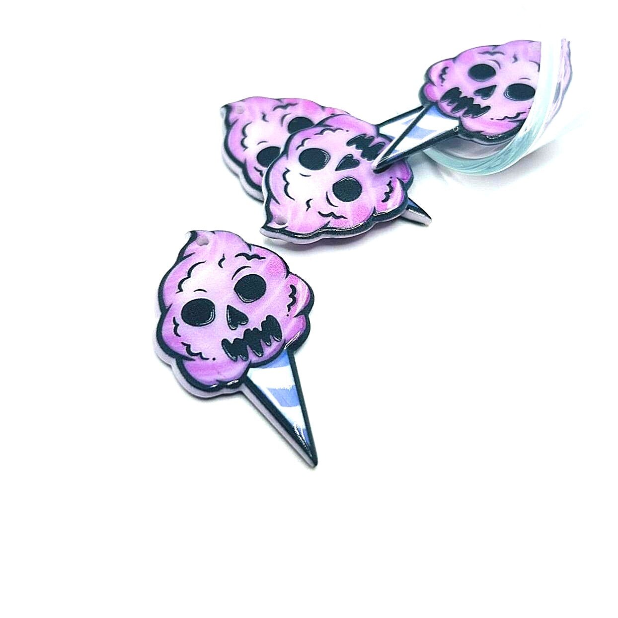 1, 4 or 20 Pieces: Pink Killer Cotton Candy Charms - Double Sided