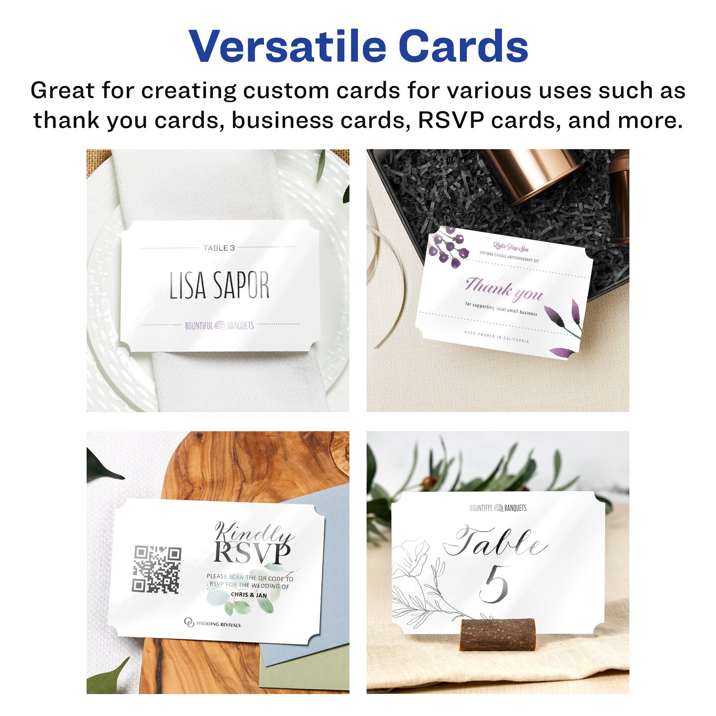 Avery 4&#x22; x 6&#x22; Rectangle Scalloped, Glossy White Postcards