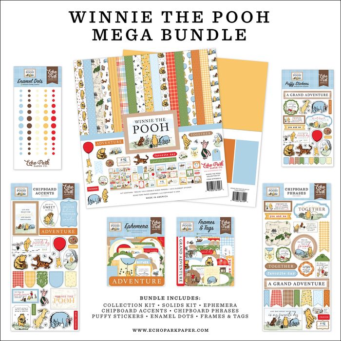 Echo Park Winnie The Pooh 12&#x22;x12&#x22; Collection Kit Mega Bundle