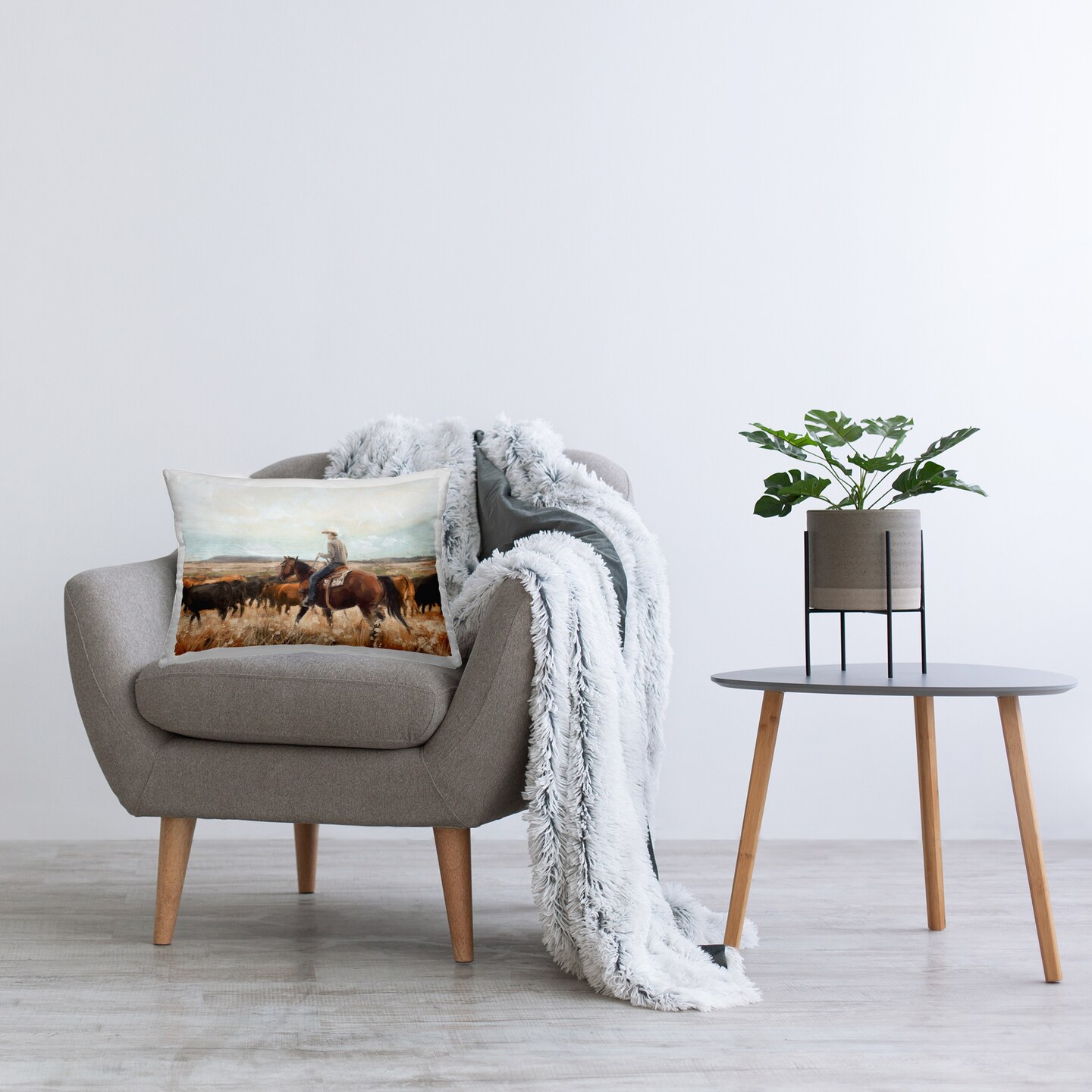 Cowboy On The Range Decorative Printed Throw Pillow Design by Nina Blue, 14 x 7 x 20