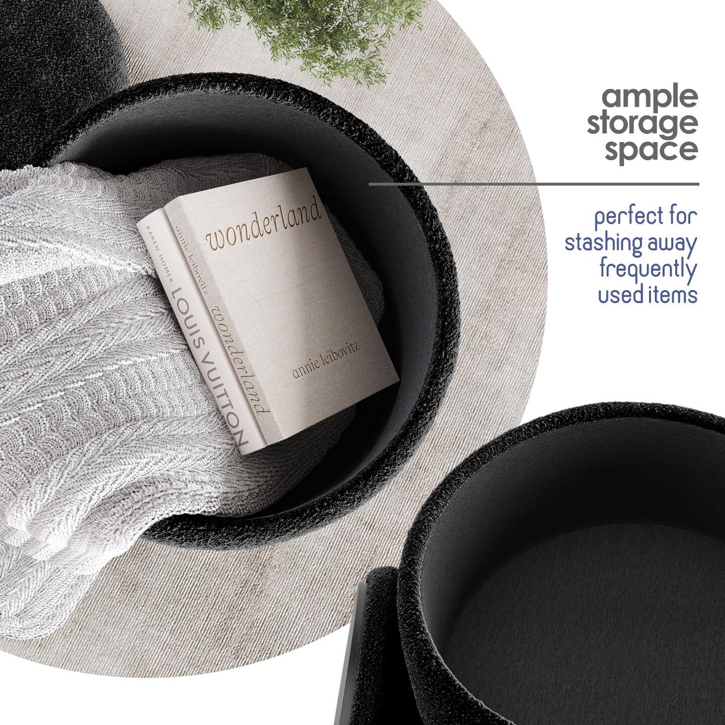 StorageBud Round Ottoman with Storage