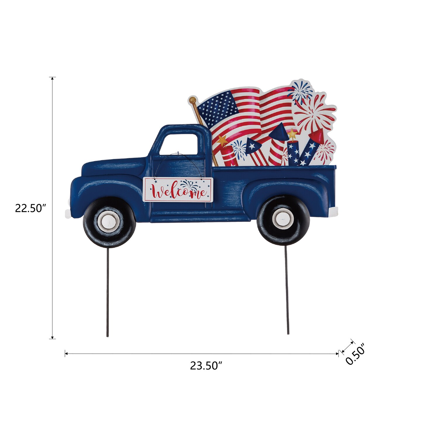 Set of 2 23.5"L Metal Patriotic/ Americana Truck Yard Stake or Wall Décor