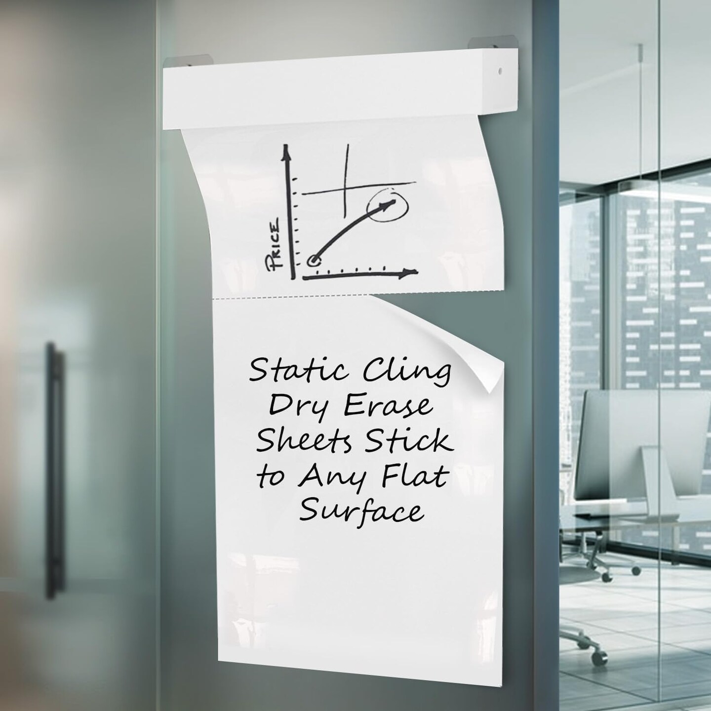 DRYTAC WallPops 24&#x22; White Peel &#x26; Stick Static Cling Dry Erase Message Board Decal