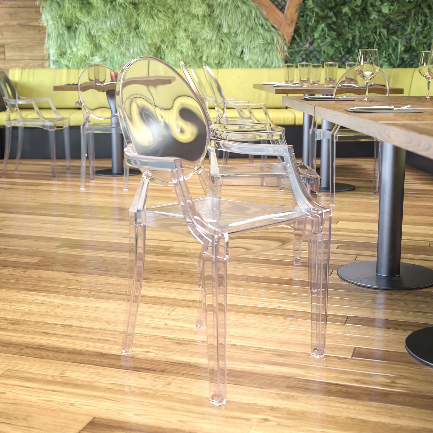 Emma and Oliver Oval Back Ghost Chair with Arms