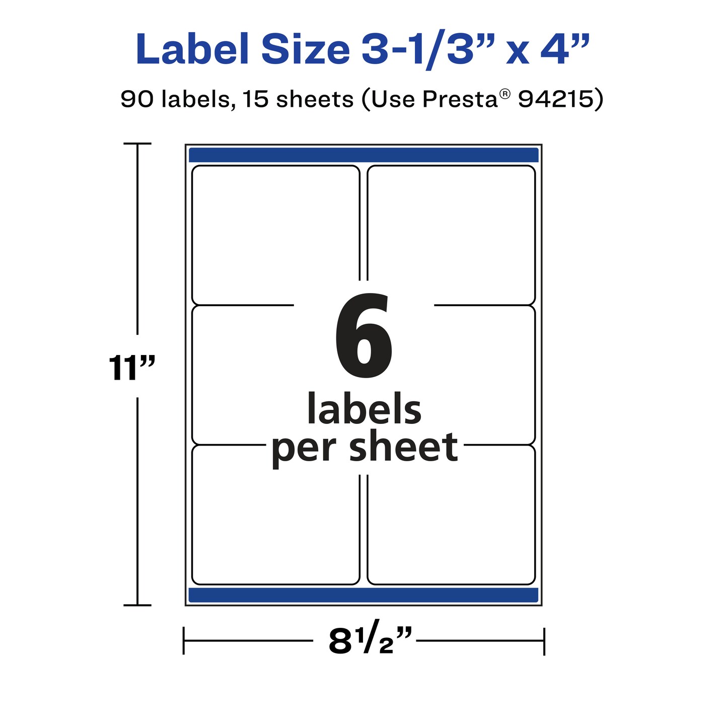Avery Matte White Removable Rectangle Labels with Sure Feed Technology, 3-1/3" x 4"